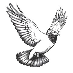 Fototapeta premium Graceful Dove in Monochrome Vector Illustration