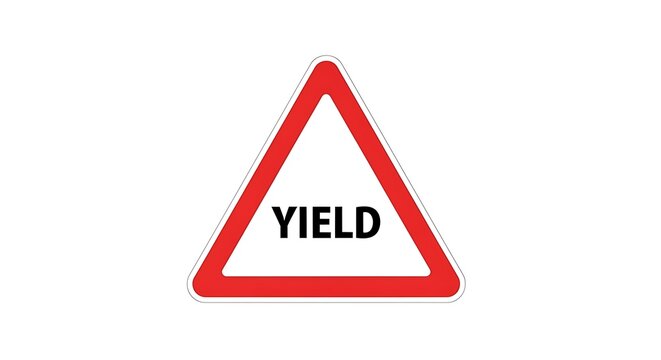 Red Yield Traffic Sign on White Background.