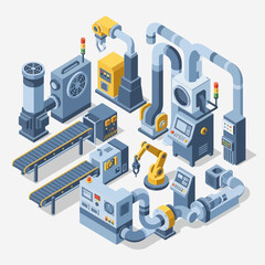 Obraz premium Industrial machinery and equipment in a factory setting.