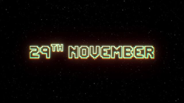 29th November Neon text with retro style