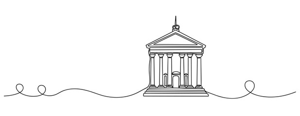 Obraz premium Continuous line drawing of classical architecture with columns. No editable stroke