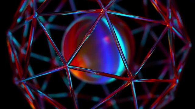 Colorful 3d icosphere. Computer generated