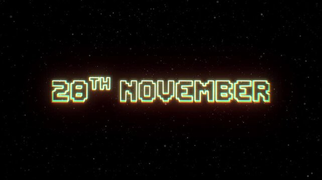 28th November Neon text with retro style