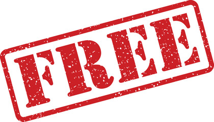 A bold red FREE rubber stamp delivers an exciting message on a crisp white backdrop