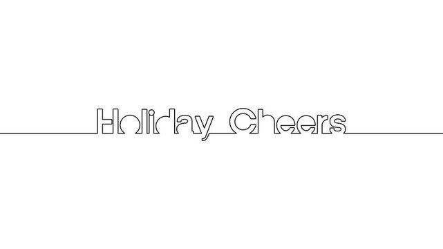 holiday cheers single line animated continuous typography intro celebration animation illustration video, holiday cheers text self drawing one line art