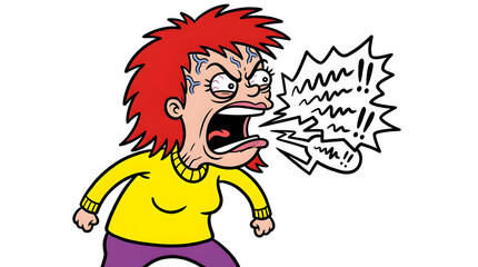 Naklejka premium Angry Cartoon Character Shouting Loudly.