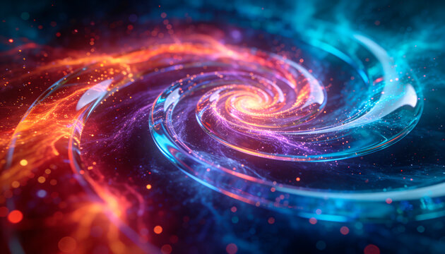 Abstract cosmic spiral Generic Object background with glowing orange and blue energy swirls, stardust particles and vibrant nebular