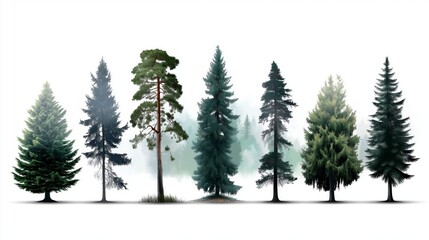 Obraz premium Collection of different trees representing biodiversity ecological variety and natural environment with botanical diversity concept