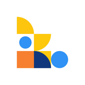 Modern Geometric Shapes Composition &ndash; Bauhaus Inspired Abstract Design