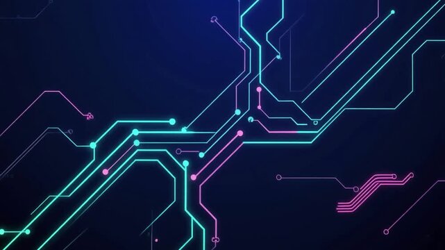 Cyan and Magenta Digital Network Background for AI Technology