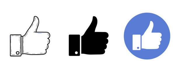Obraz premium Variety of thumbs up icons in different styles and colors