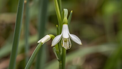 Obraz premium Allium triquetrum, a plant and flower, is commonly called three-cornered leek or garlic
