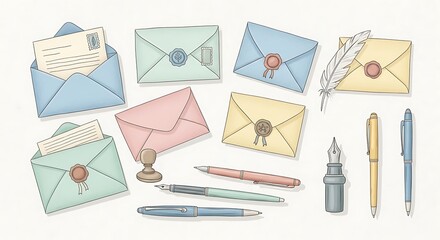 Stationery Set with Envelopes and Writing Tools.