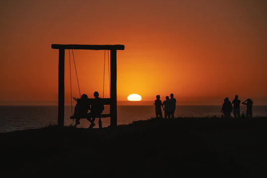 amigos, atardecer