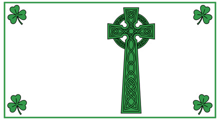 Decorative celtic cross with shamrocks