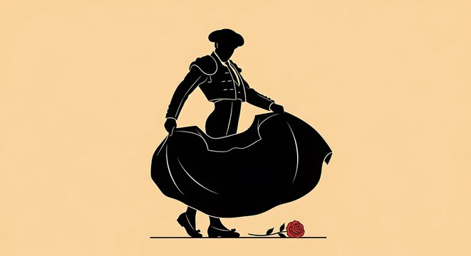 Silhouette of Dancer Performing Traditional Dance.