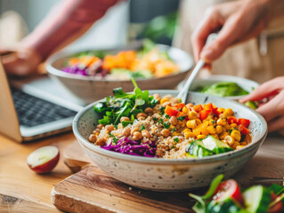 Healthy Vegan Buddha Bowl with Fresh Vegetables 
