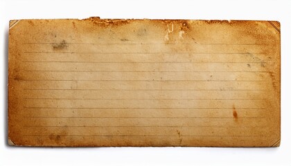 Dirty Old Yellowing Blank Index Paper Card Isolated On White
