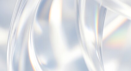 Fototapeta premium Abstract close-up of clear, flowing glass with rainbow light refractions, evoking purity, elegance, and clarity.