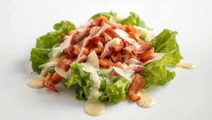 Caesar salad against a white backdrop