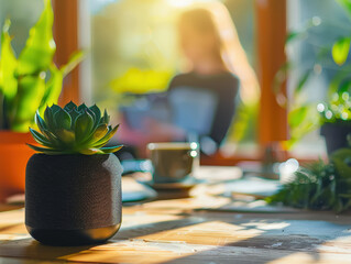 Cozy Morning with Coffee and Succulents 