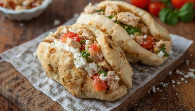 Chicken salad stuffed pitas