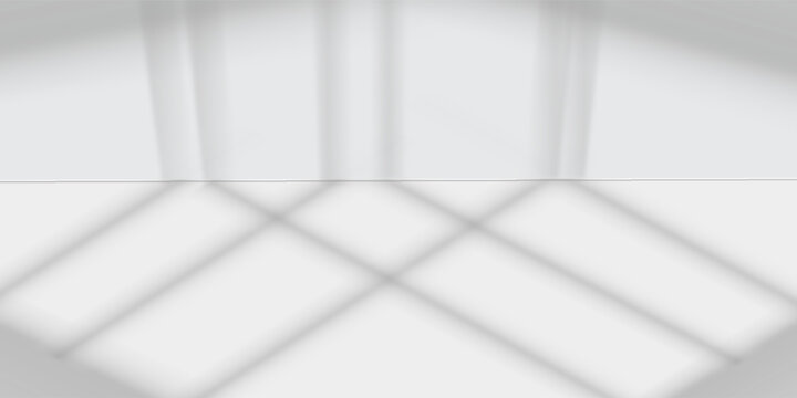 Gray background for product presentation with shadow and light from windows