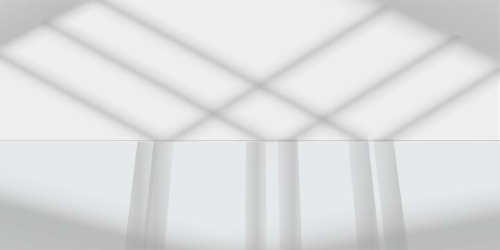 Gray background for product presentation with shadow and light from windows