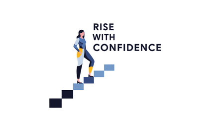 Fototapeta premium Businesswoman climbing stairs with confidence