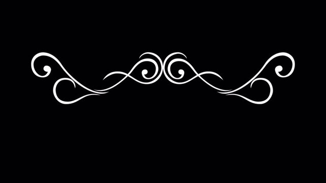 Elegant White Swirls on Black Background Decorative Design Element.
