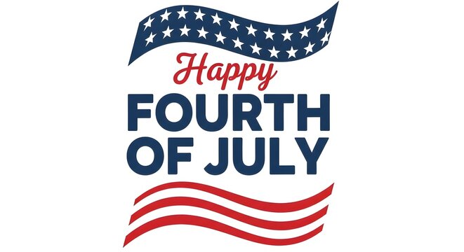 Happy fourth of july isolated on white background with american flag