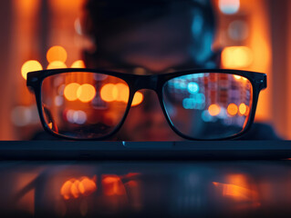 Focused Reflections: Glasses and Bokeh Lights