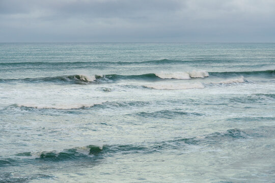 USA. CA, Westport.  Offshore waves at Westport Union-Landing State Beach