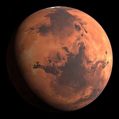 Naklejka premium Mars Planet in Space, Red Planet, Solar System, Space Exploration, Astronomy.