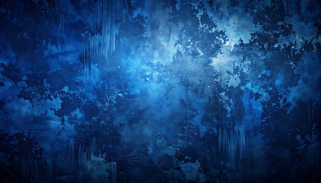 Icy-blue textures with light spots and dripping icicles, evoking a wintery atmosphere