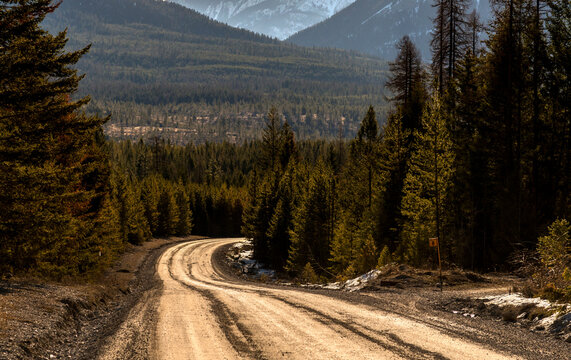 Canada, BC, Canal Flats.  Whiteswan Lake Forest Service Road leading to Lussier Hot Springs in the Canadian Rocky Mountains