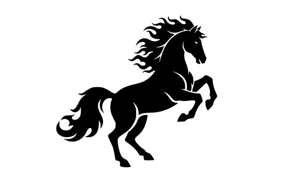 Fire Horse zodiac silhouette rearing horse flame symbol vector
