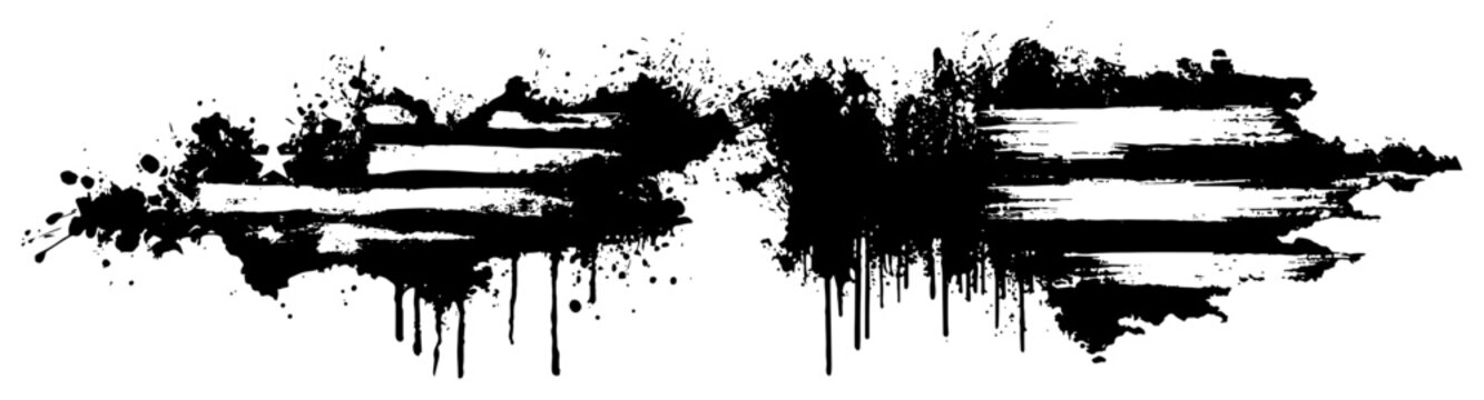 Grunge distressed American flag design with ink splatters and brush strokes