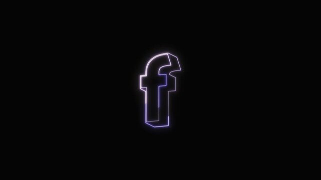  Alphabet f Neon Text Seamless Loop 4K with Black Background Animated Promotional Typography for Video Editing