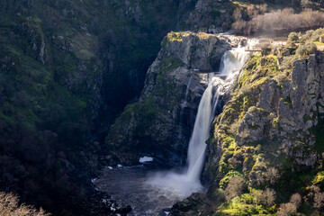 Pozo de los Humos Waterfall in Arribes del Duero Natural Park, Salamanca, Spain