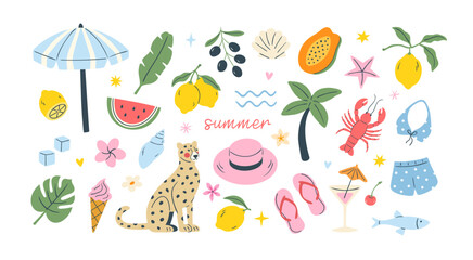 Summer doodle beach vacation set