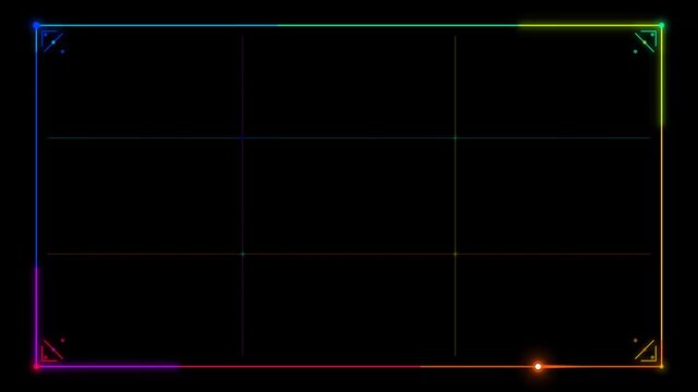 A vibrant, abstract digital pattern with colorful lines forming a grid on a dark background