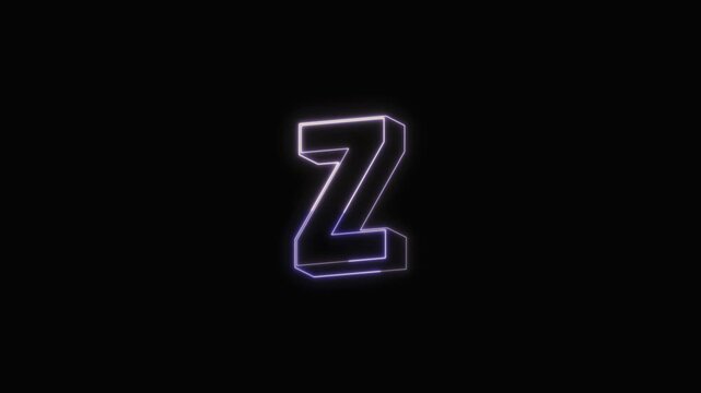  Alphabet Z Neon Text Seamless Loop 4K with Black Background Animated Promotional Typography for Video Editing
