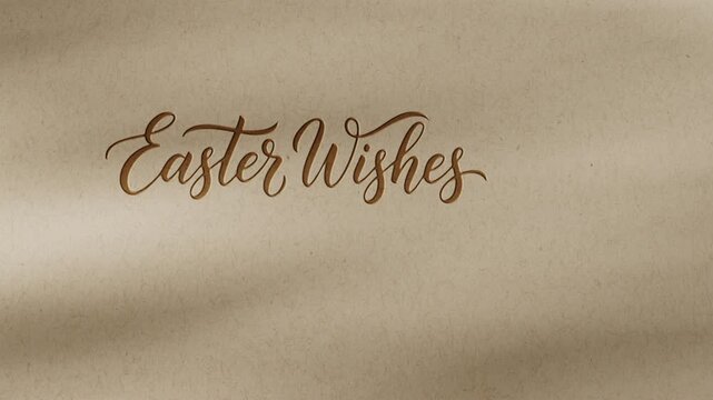 Easter eggs scatter on paper revealing Easter Wishes calligraphy text.