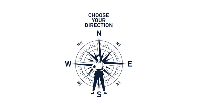 Compass icon with directional text