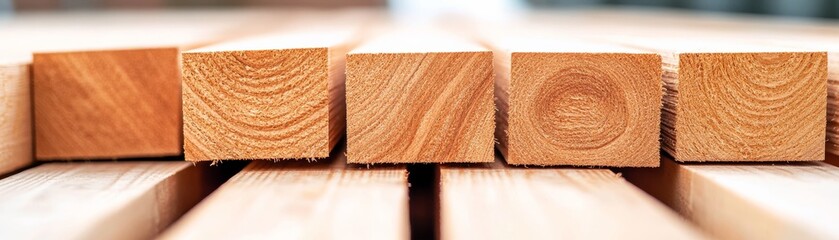 Lumber texture detail, close-up composition of cut wood planks, showing grain patterns. Natural, material, texture, wood, background