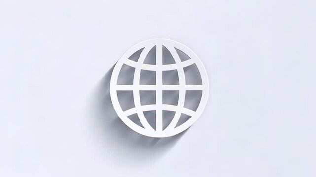 Clean white stylized globe icon with subtle shadow against a soft gradient background