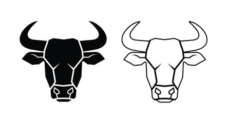Two bull heads one dark and one outlined a striking silhouette © MK2.00