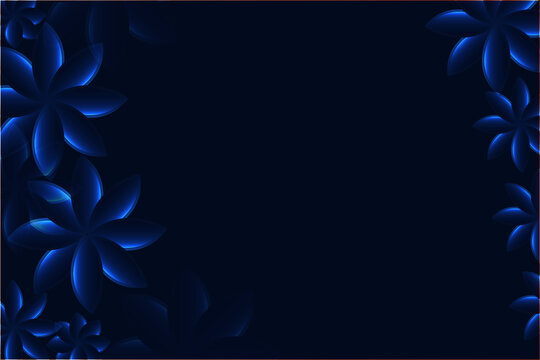 Cadre floral bleu lumineux sur fond bleu fonc&eacute; &ndash; design d&eacute;coratif &eacute;l&eacute;gant