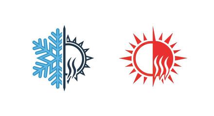 Contrasting icons of winter and summer split down the middle silhouette © MK2.00